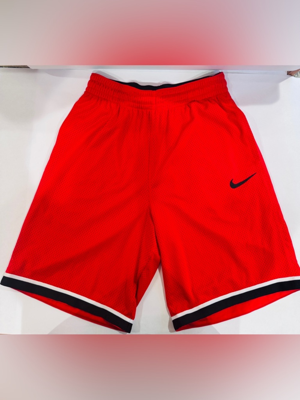 Nike Dri-FIT Mesh Basketball Shorts - Red/Black/White (Size Medium)
